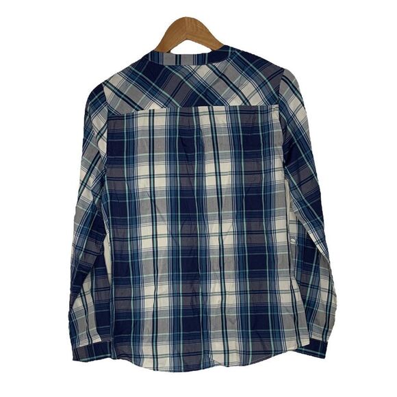 Blue Flannel Half Button-Up Top - Picture 4 of 5